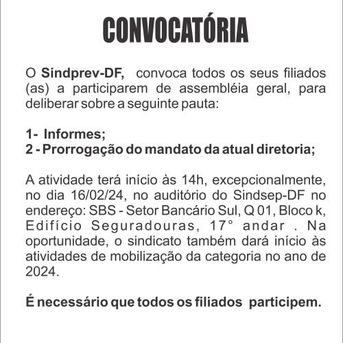 CONVOCATÓRIA ASSEMBLEIA GERAL